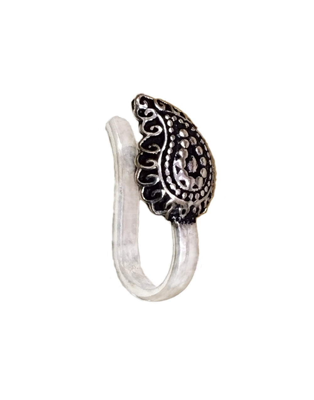 Clip On Press On Nose Pin in Silver Alloy - Silver Alloy Nose Pin
