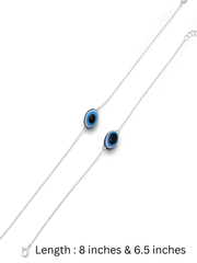 Combo of 2 92.5 Sterling Silver Evil Eye Bracelet (Large and Small) - Bangles And Bracelets