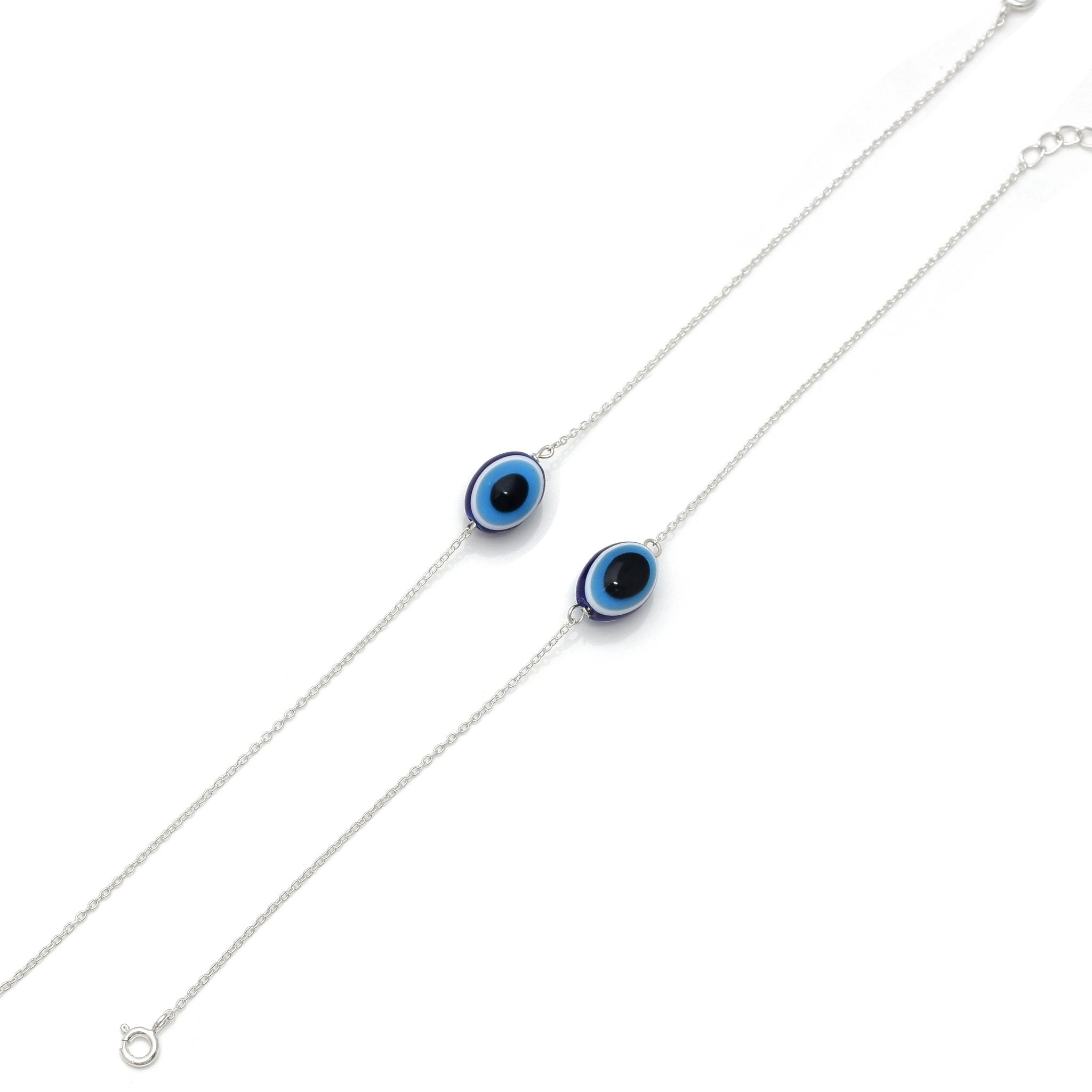 Combo of 2 92.5 Sterling Silver Evil Eye Bracelet (Large and Small) - Bangles And Bracelets