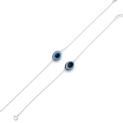 Combo of 2 92.5 Sterling Silver Evil Eye Bracelet (Large and Small) - Bangles And Bracelets