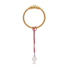 Combo of 92.5 Sterling Silver Swastik Rakhi in Red Thread for Bhaiya Bhabhi - Bangles And Bracelets