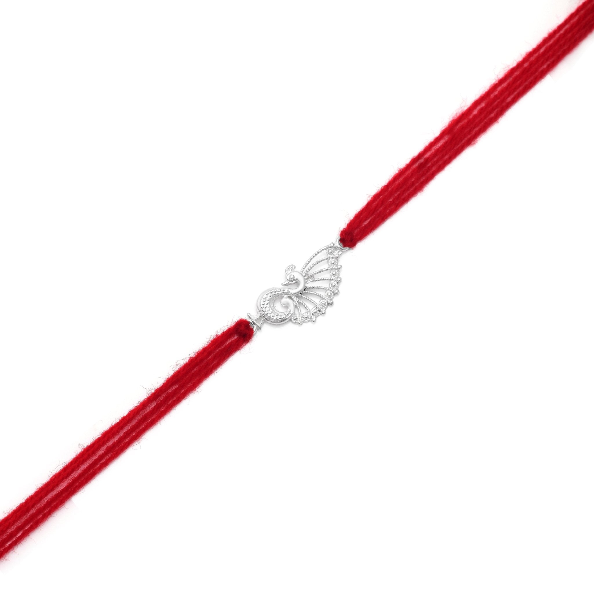 Combo of Silver Alloy Peacock Thread Rakhi for Bhaiya Bhabhi Couple Rakhi - Bangles And Bracelets