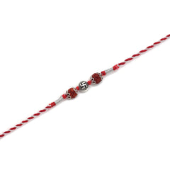 Combo of Silver Alloy Rudraksh Swastik Thread Rakhi for Bhaiya Bhabhi Couple Rakhi - Bangles And Bracelets
