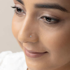 Combo Tiny 3 dots Nose Pin with wire in 92.5 Sterling Silver and Gold Plated for Women and Girls - Silver Nose Pin