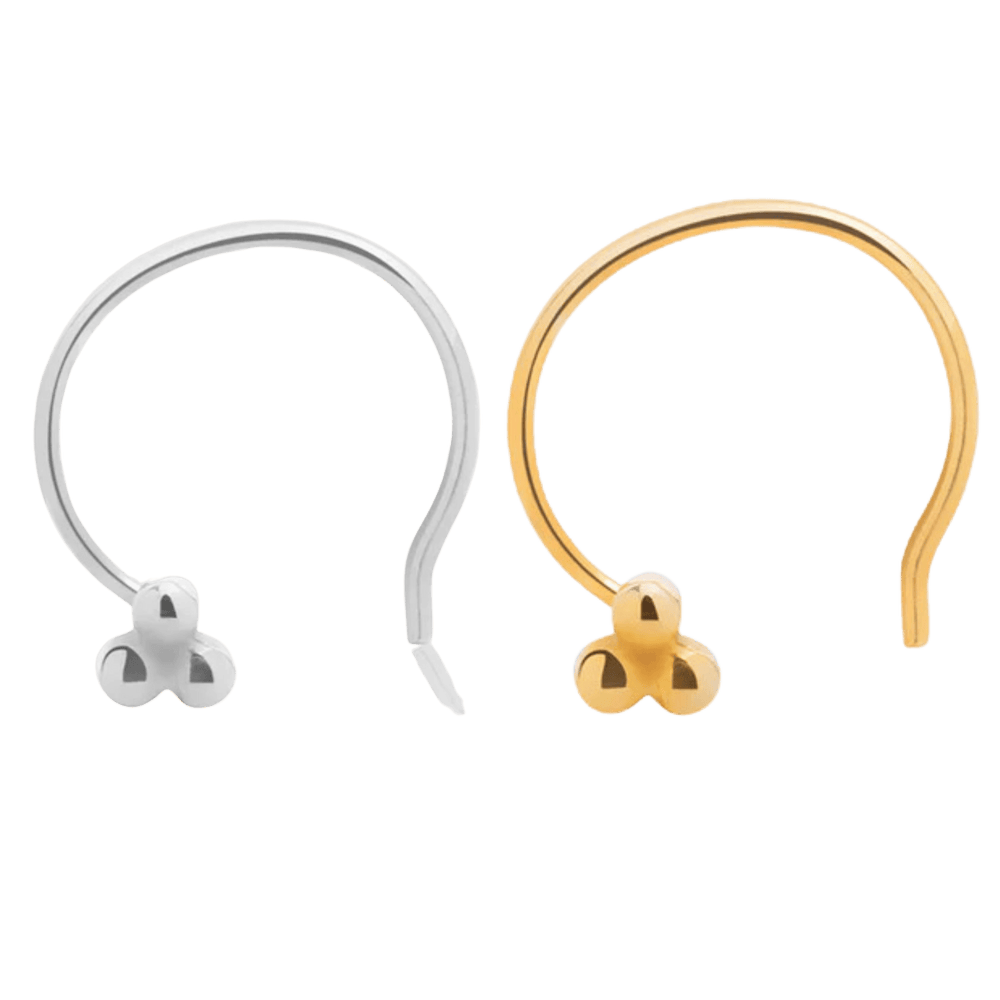 Combo Tiny 3 dots Nose Pin with wire in 92.5 Sterling Silver and Gold Plated for Women and Girls - Silver Nose Pin