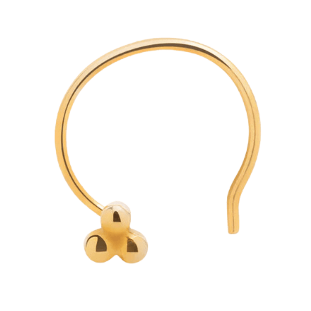 Combo Tiny 3 dots Nose Pin with wire in 92.5 Sterling Silver and Gold Plated for Women and Girls - Silver Nose Pin