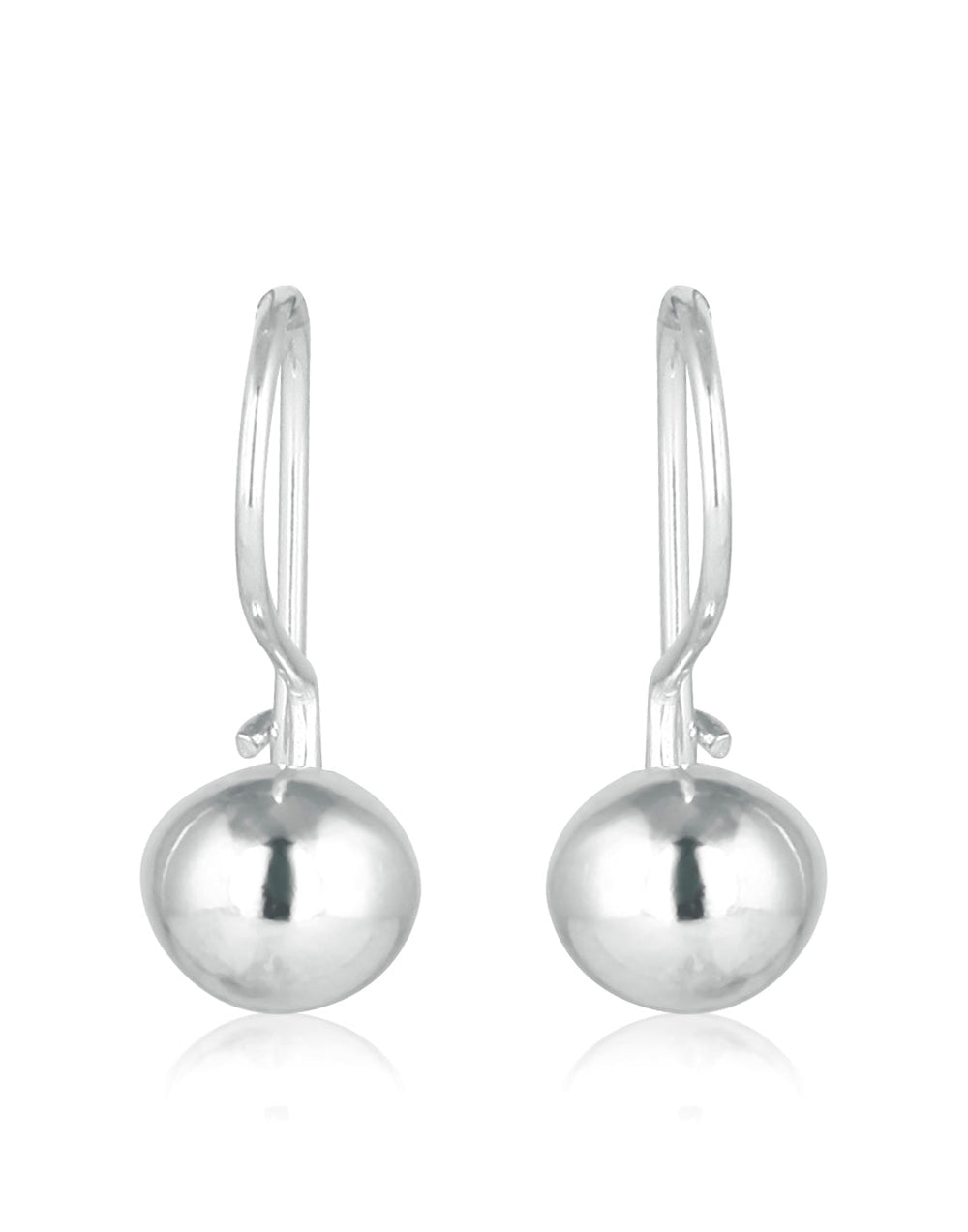 Dainty pair of Hollow Silver Ball with Shepherd's Hook 92.5 Sterling Silver Earrings - Danglers