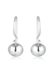 Dainty pair of Hollow Silver Ball with Shepherd's Hook 92.5 Sterling Silver Earrings - Danglers