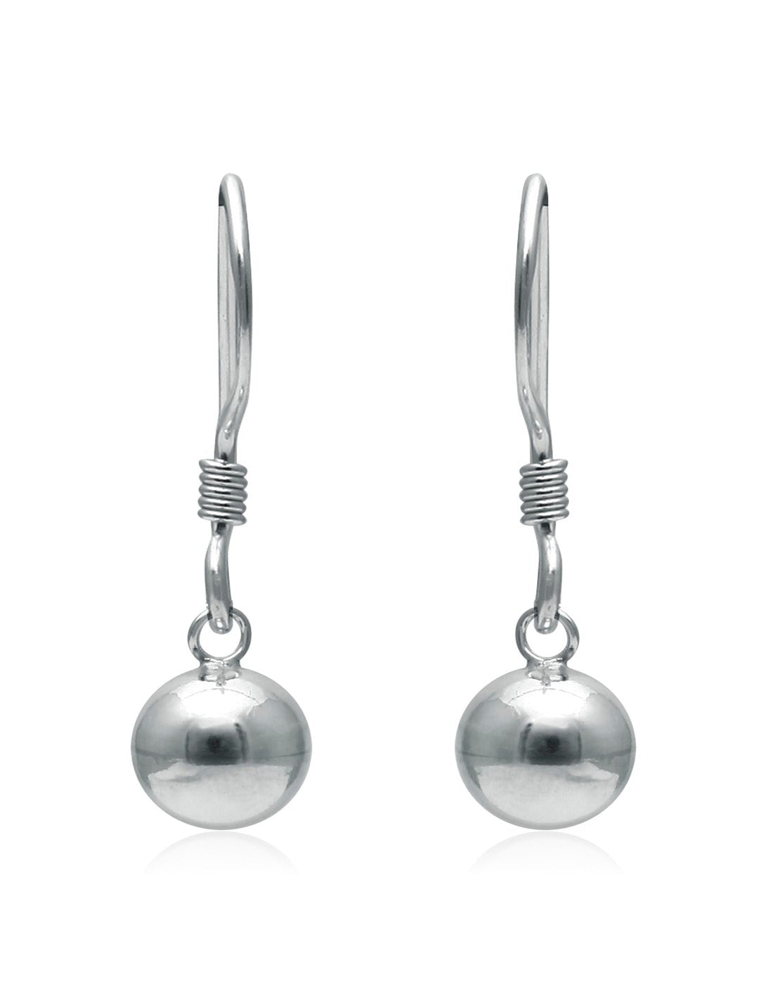 Designer 5 mm Round Ball Earrings in Pure 92.5 Sterling Silver Ear Wire - Danglers