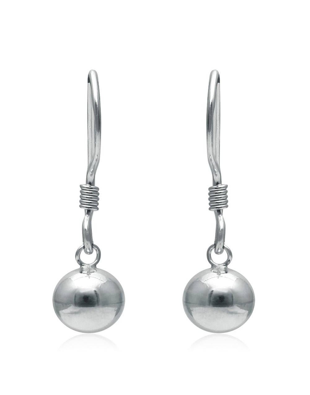 Designer 5 mm Round Ball Earrings in Pure 92.5 Sterling Silver Ear Wire - Danglers
