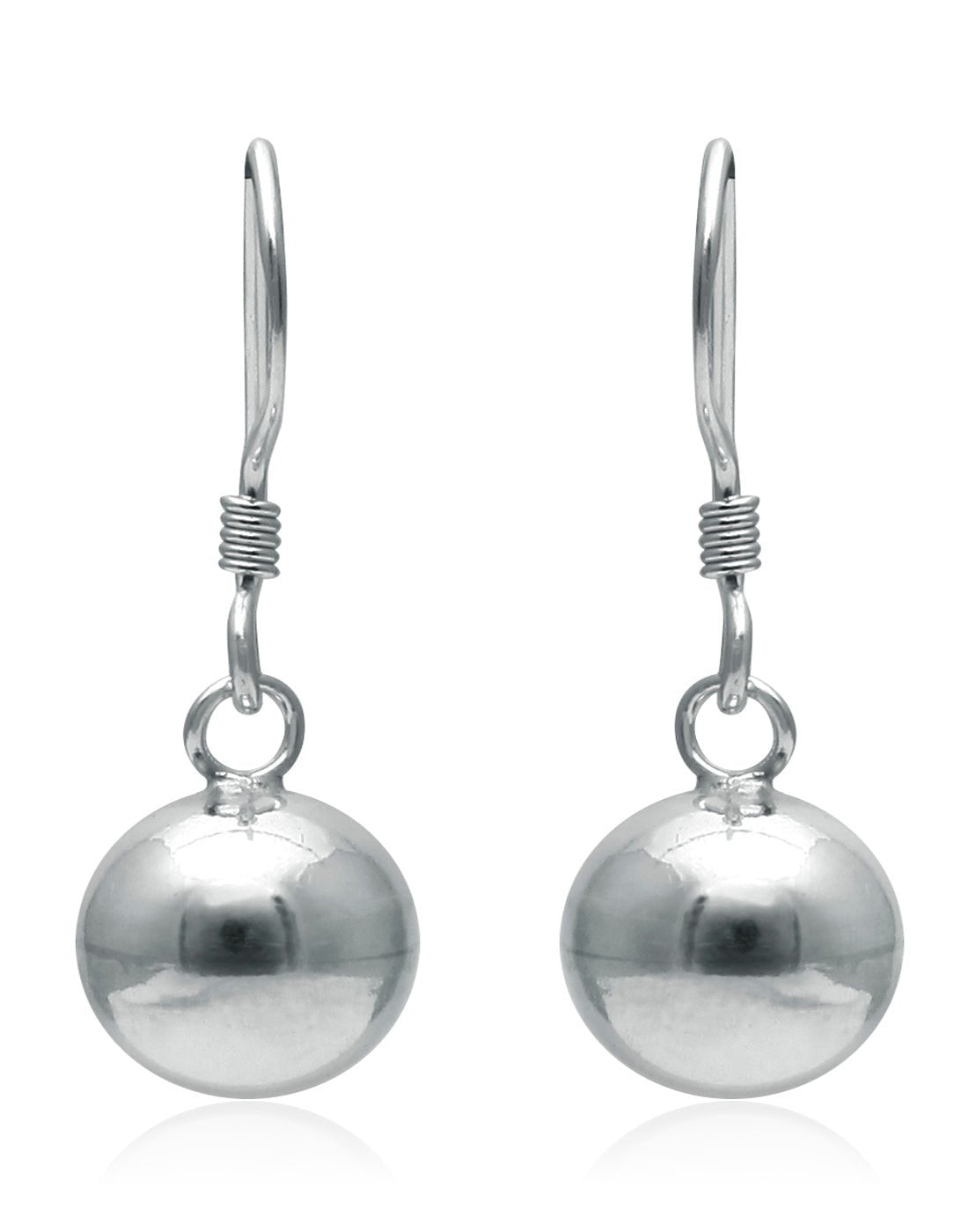 Designer 8 mm Round Ball Earrings in Pure 92.5 Sterling Silver Ear Wire - Danglers