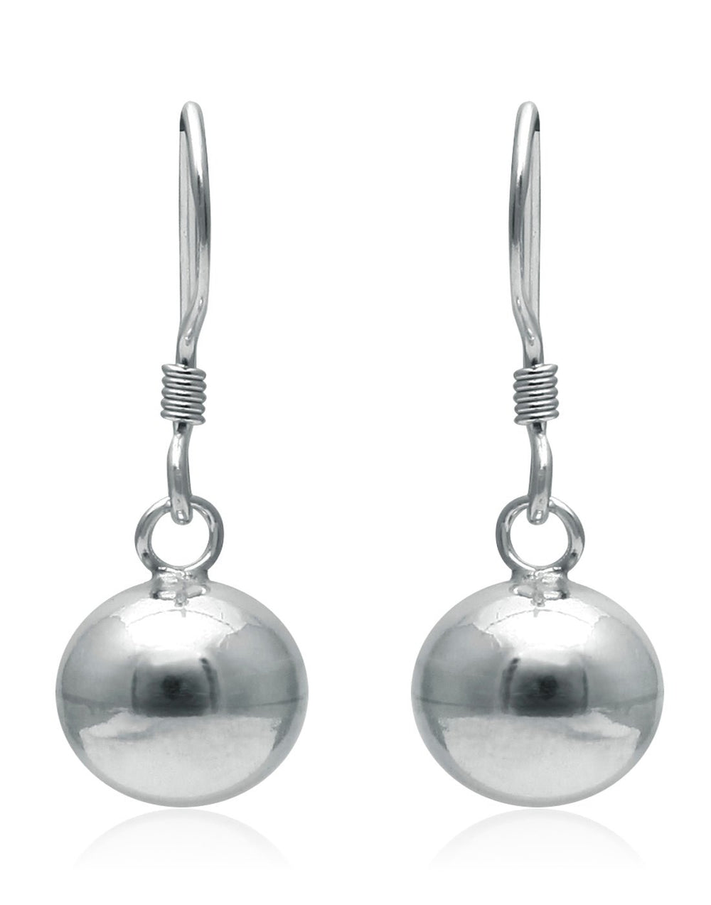 Designer 8 mm Round Ball Earrings in Pure 92.5 Sterling Silver Ear Wire - Danglers