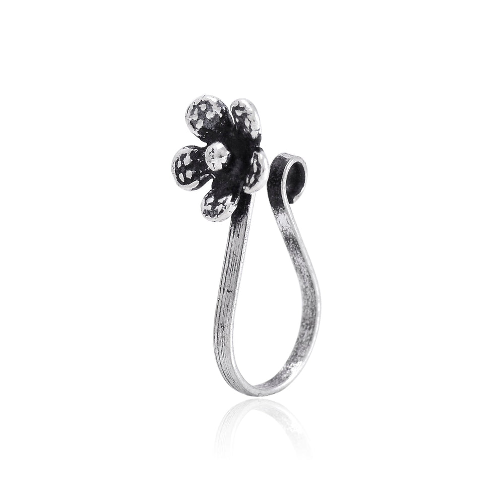 Designer Clip on Nose Pin in 92.5 Silver - Silver Clip On Nose Pin
