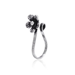Designer Clip on Nose Pin in 92.5 Silver - Silver Clip On Nose Pin