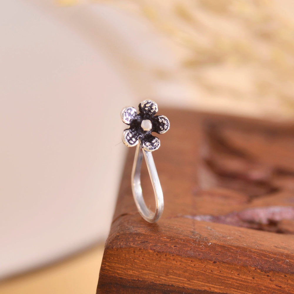 Designer Clip on Nose Pin in 92.5 Silver - Silver Clip On Nose Pin