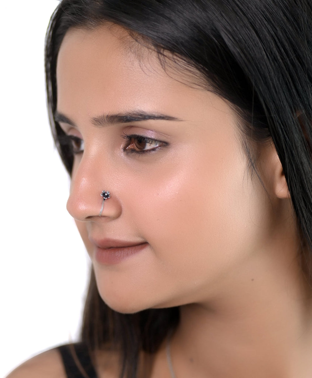 Designer Clip on Nose Pin in 92.5 Silver - Silver Clip On Nose Pin