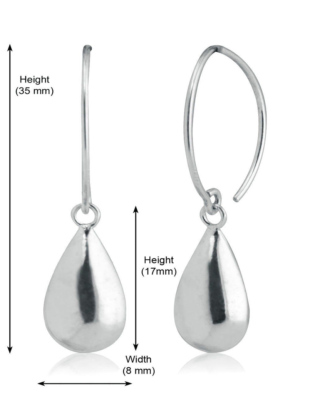 Designer Drop Earrings in Open Loop in Pure 92.5 Sterling Silver - Danglers