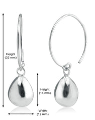 Designer Drop Earrings in Open Loop in Pure 92.5 Sterling Silver - Danglers