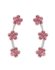 Designer Ear Climbers Crawlers in 92.5 Silver and Pink Cubic Zirconia - Studs