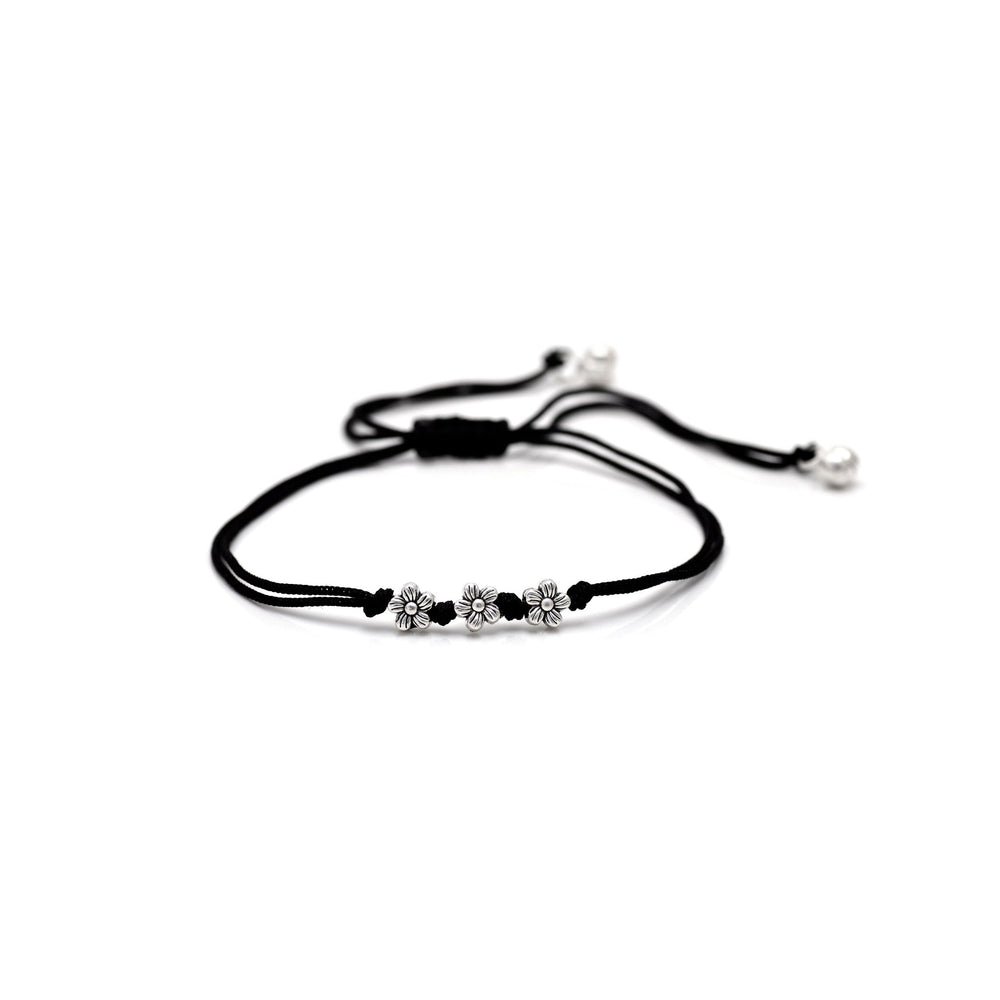 Designer Flower Anklet with Adjustable Black Thread - Anklets