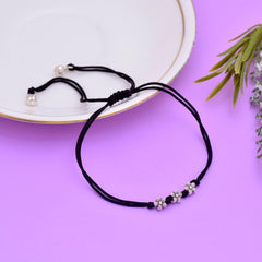 Designer Flower Anklet with Adjustable Black Thread - Anklets
