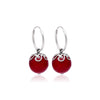 Designer Hanging Earrings with Red Shell Pearl in Hoop in 92.5 Sterling Silver
