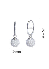 Designer Round Micro Pearl Ball with 92.5 Sterling Silver 12 MM hoop - Hoops