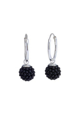 Designer Round Micro Pearl Ball with 92.5 Sterling Silver 14 MM hoop - Hoops