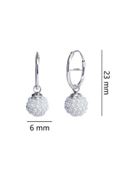 Designer Round Micro Pearl Ball with 92.5 Sterling Silver 14 MM hoop - Hoops