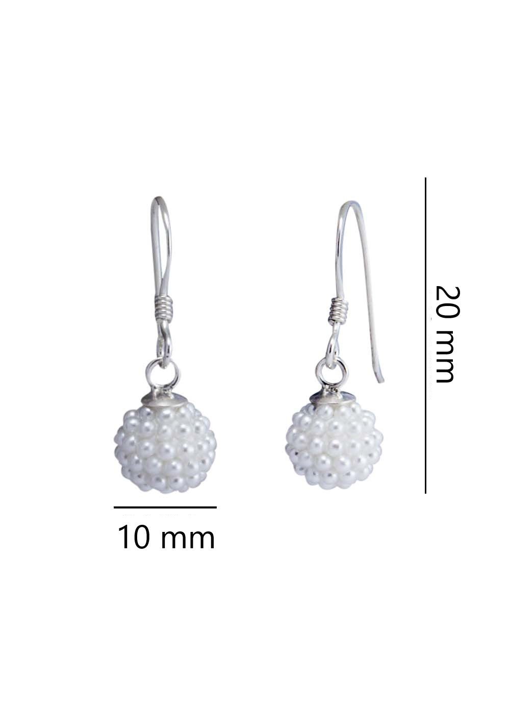 Designer Round Micro Pearl Ball with 92.5 Sterling Silver Ear Wire - Danglers