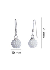 Designer Round Micro Pearl Ball with 92.5 Sterling Silver Ear Wire - Danglers
