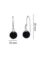 Designer Round Onyx Micro Pearl Ball with 92.5 Sterling Silver Ear Wire - Danglers