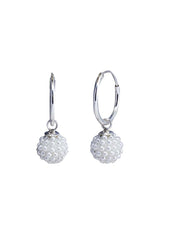 Designer Round Turquoise Micro Pearl Ball with 925 Sterling Silver 12 MM hoop - Hoops
