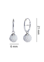 Designer Round Turquoise Micro Pearl Ball with 925 Sterling Silver 12 MM hoop - Hoops