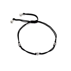 Designer Three Flower Anklet with Adjustable Black Thread - Anklets