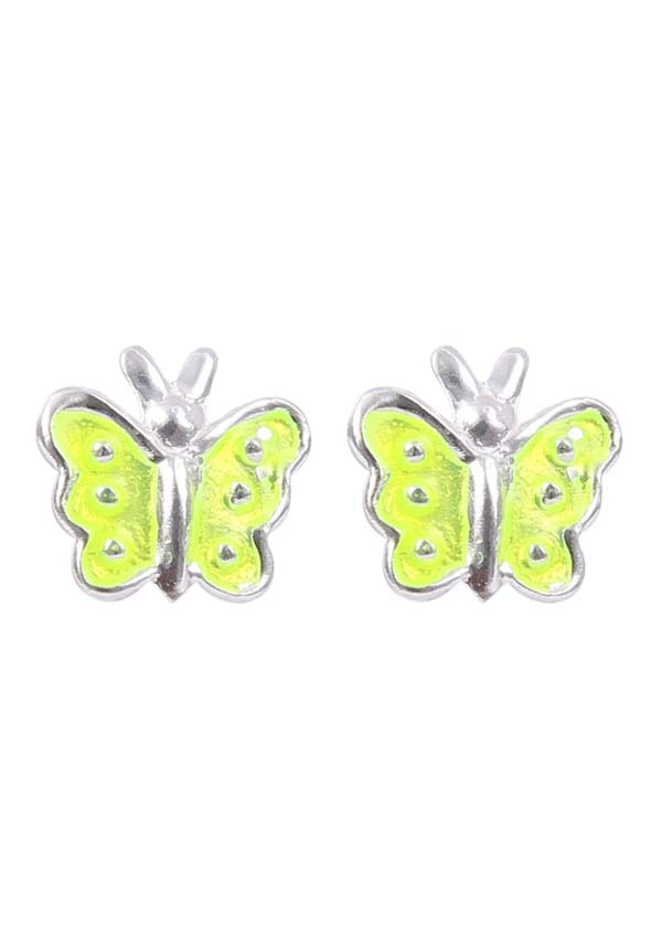 Elegant Yellow Enamel Small Butterfly Studs Earrings - Studs