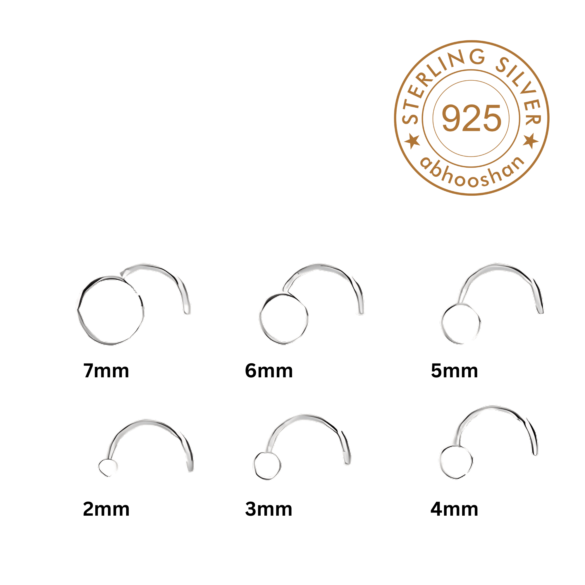 Flat Round 2 mm Nose Pin with wire in 92.5 Sterling Silver for Women and Girls - Silver Nose Pin