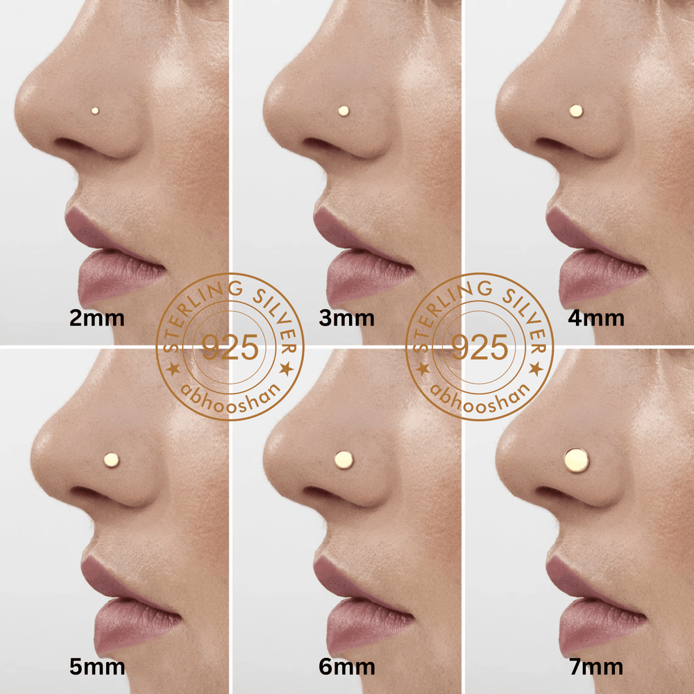 Flat Round 2 mm Nose Pin with wire in 92.5 Sterling Silver for Women and Girls - Silver Nose Pin
