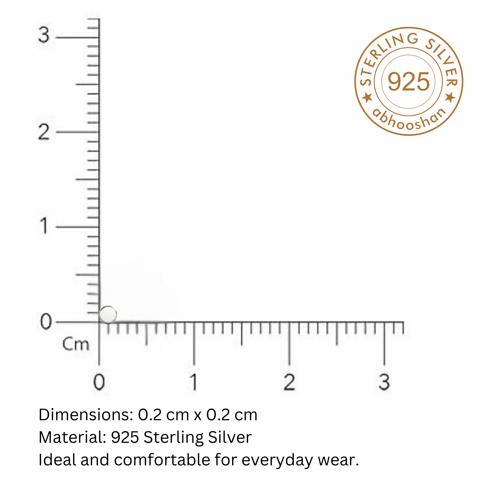 Flat Round 2 mm Nose Pin with wire in 92.5 Sterling Silver for Women and Girls - Silver Nose Pin