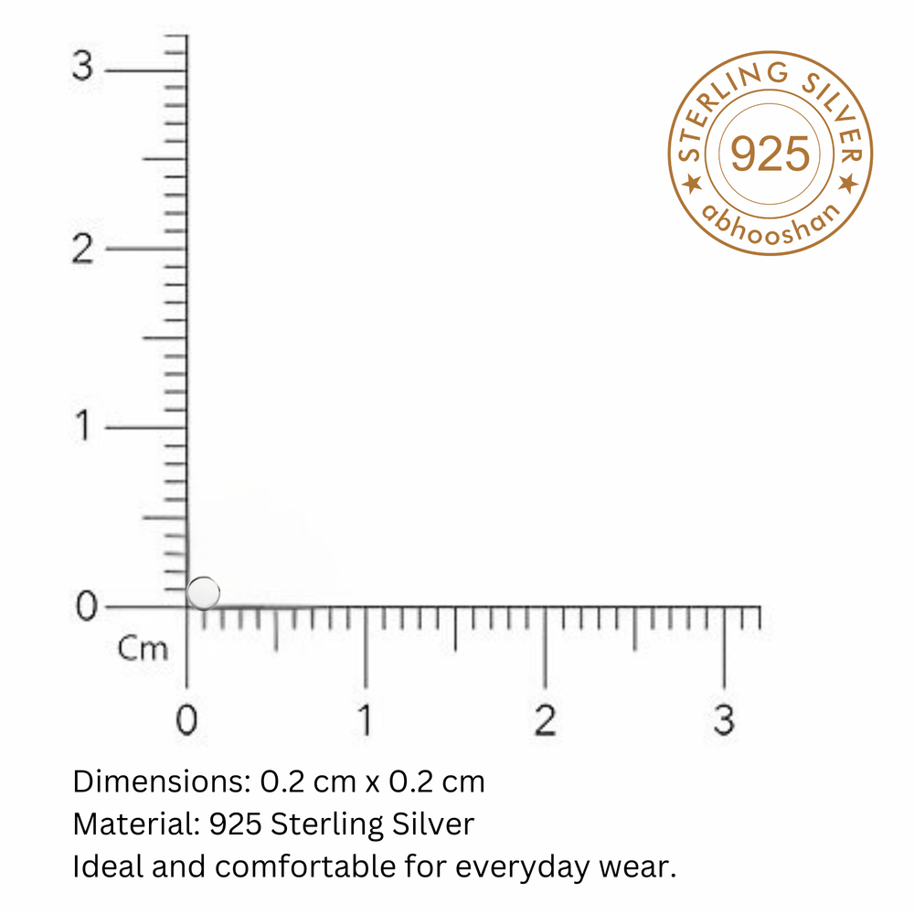 Flat Round 2 mm Nose Pin with wire in 92.5 Sterling Silver for Women and Girls - Silver Nose Pin