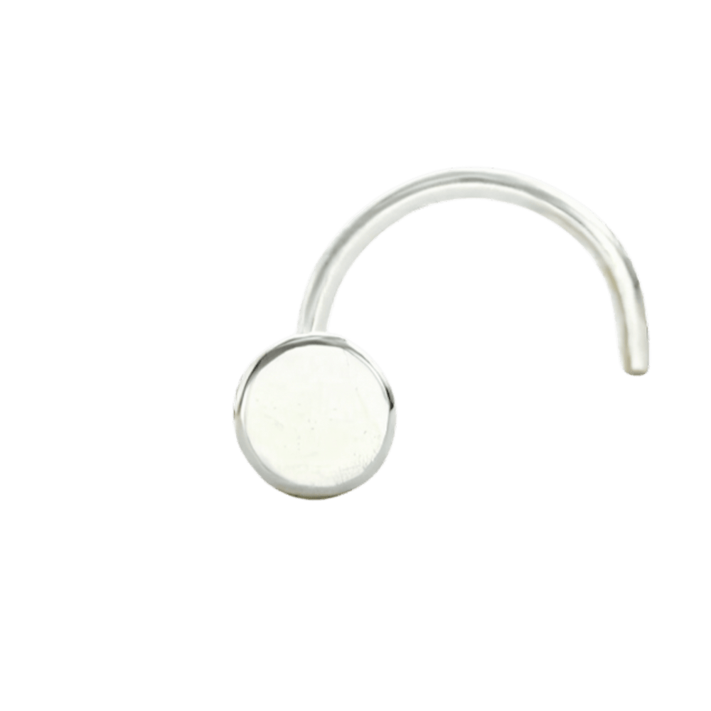 Flat Round 3 mm Nose Pin with wire in 92.5 Sterling Silver for Women and Girls - Silver Nose Pin