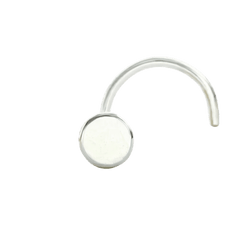 Flat Round 3 mm Nose Pin with wire in 92.5 Sterling Silver for Women and Girls - Silver Nose Pin