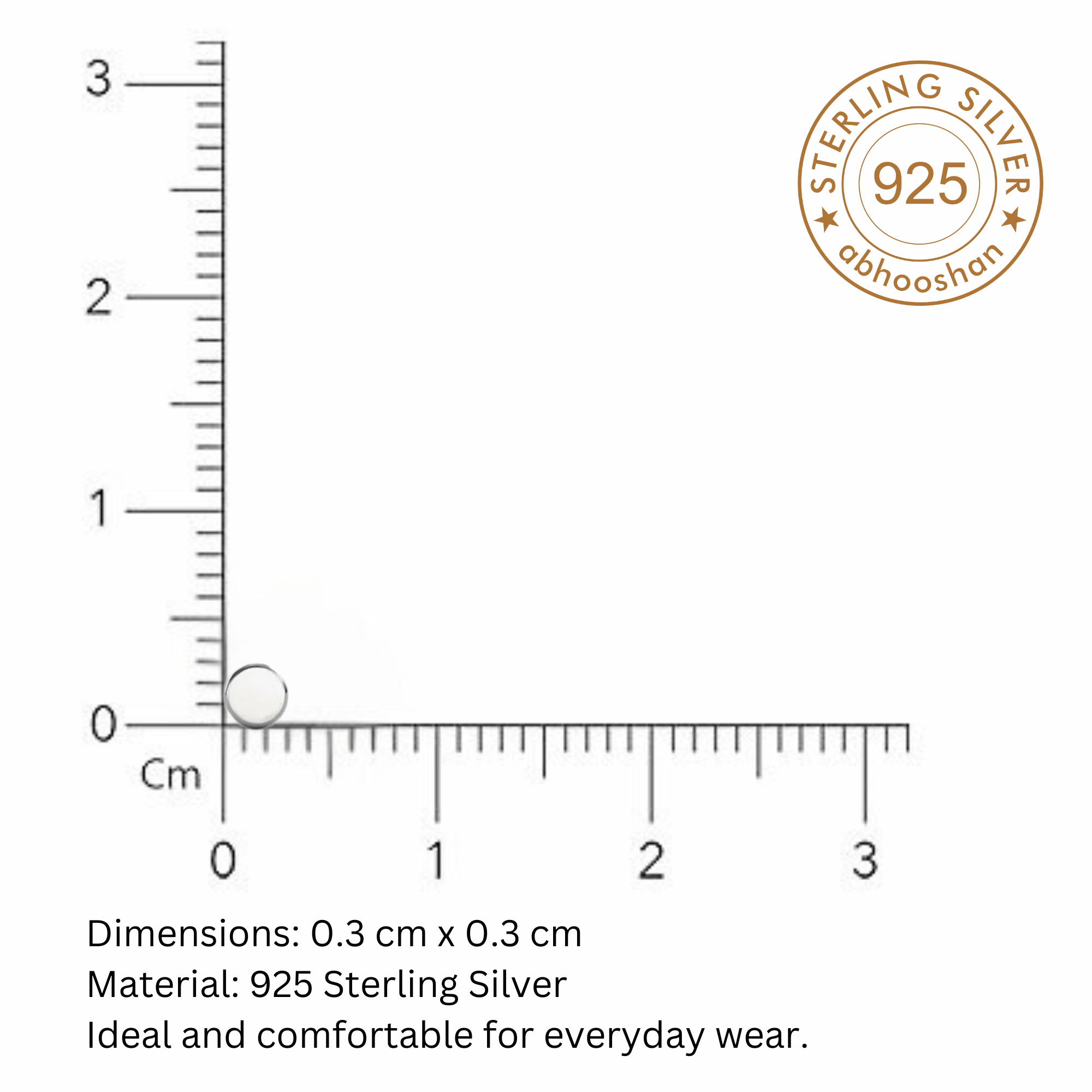 Flat Round 3 mm Nose Pin with wire in 92.5 Sterling Silver for Women and Girls - Silver Nose Pin