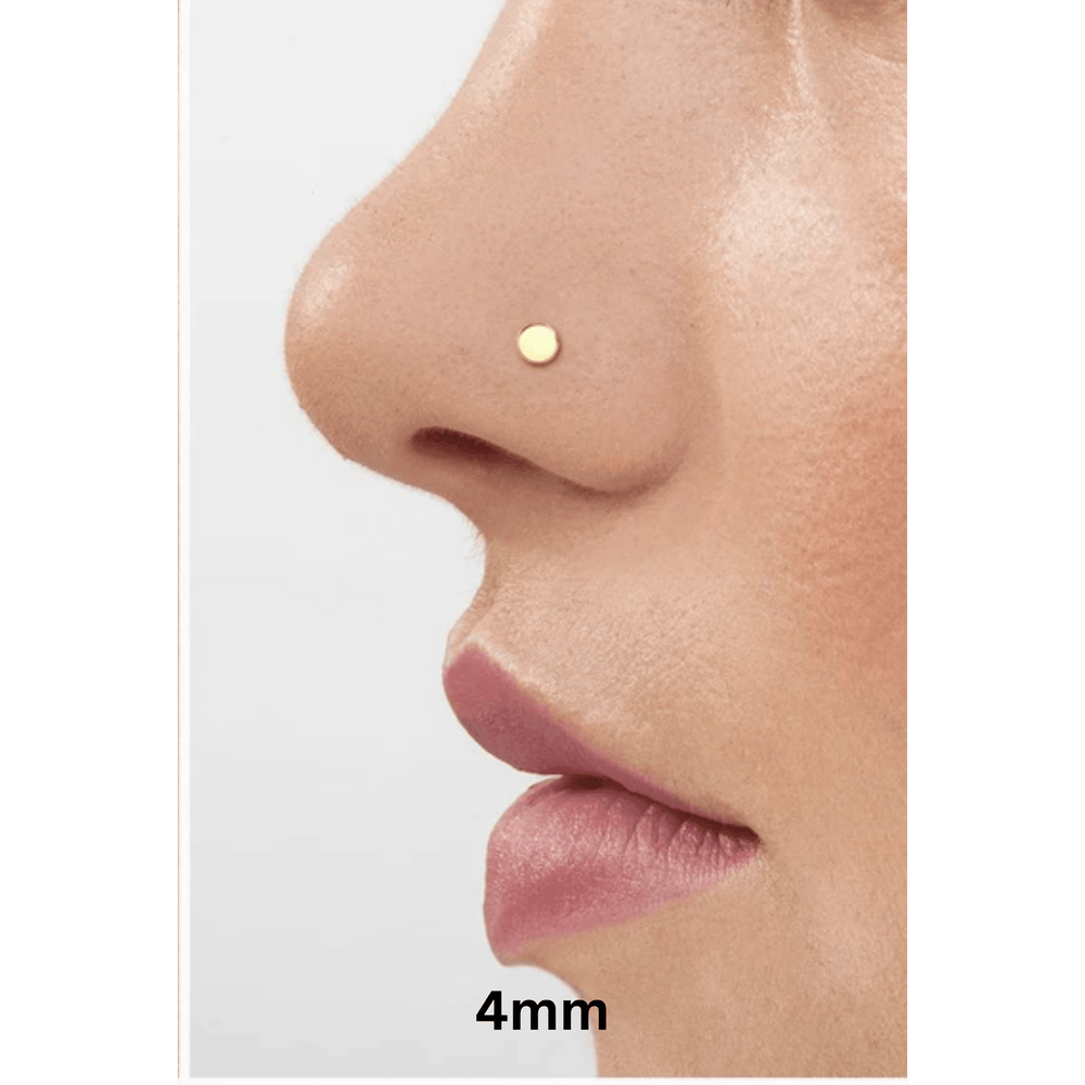 Flat Round 4 mm Nose Pin with wire in 92.5 Sterling Silver for Women and Girls - Silver Nose Pin