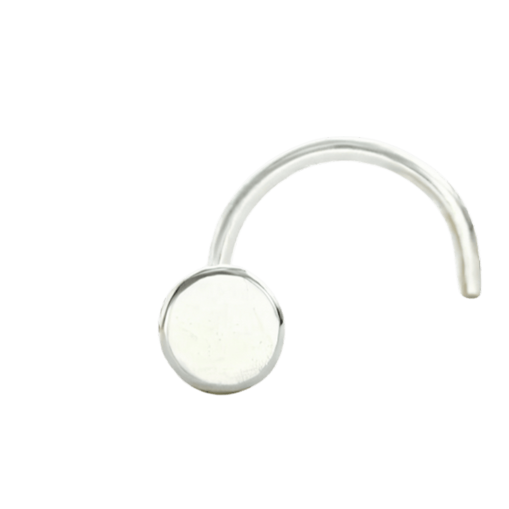 Flat Round 4 mm Nose Pin with wire in 92.5 Sterling Silver for Women and Girls - Silver Nose Pin
