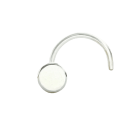Flat Round 4 mm Nose Pin with wire in 92.5 Sterling Silver for Women and Girls - Silver Nose Pin