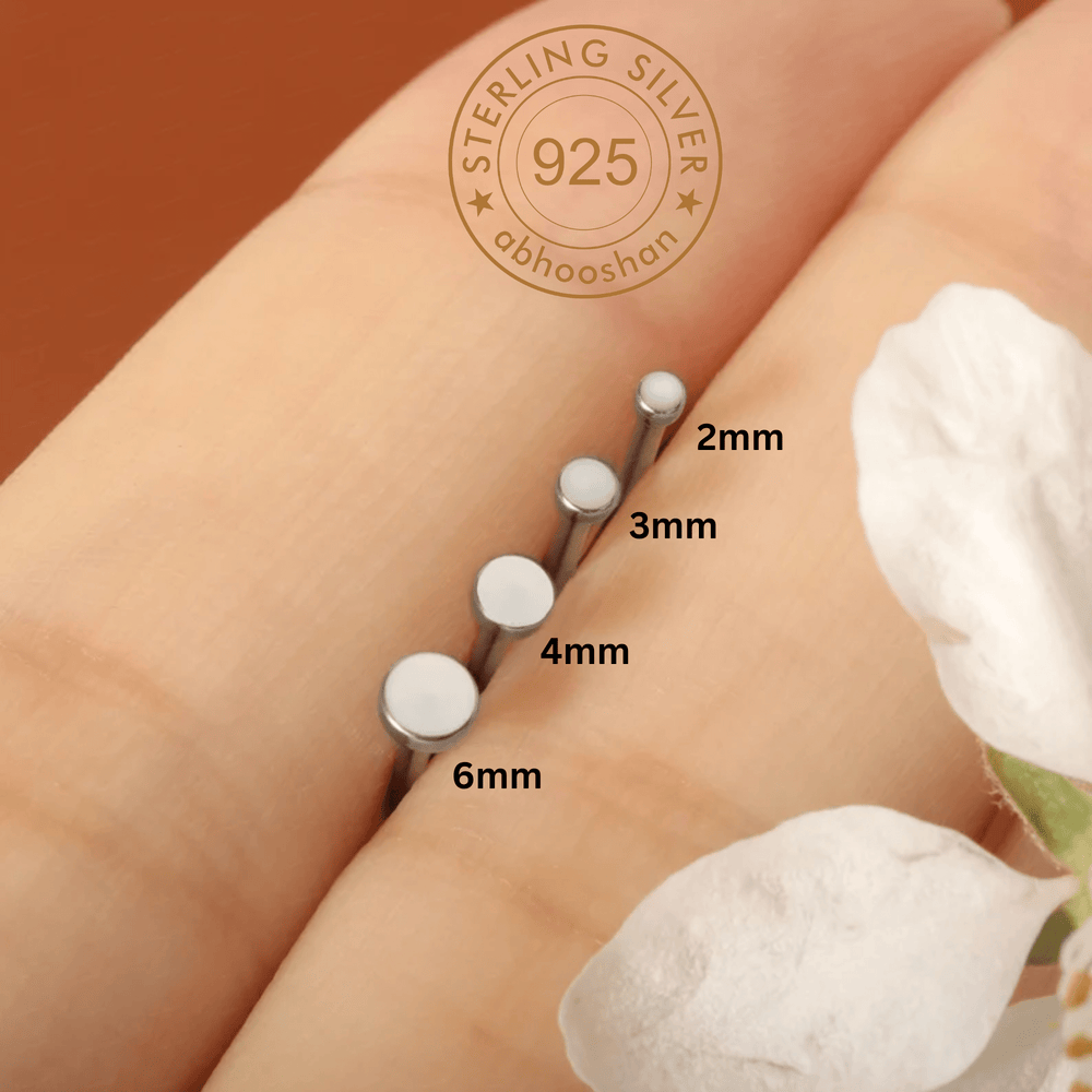 Flat Round 4 mm Nose Pin with wire in 92.5 Sterling Silver for Women and Girls - Silver Nose Pin