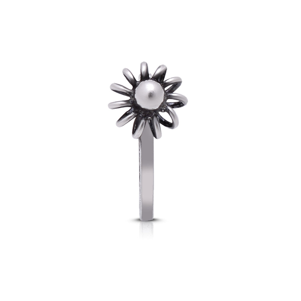 Flower Light Weighted Clip on Nose Pin in 92.5 Silver - Silver Clip On Nose Pin
