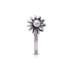 Flower Light Weighted Clip on Nose Pin in 92.5 Silver - Silver Clip On Nose Pin