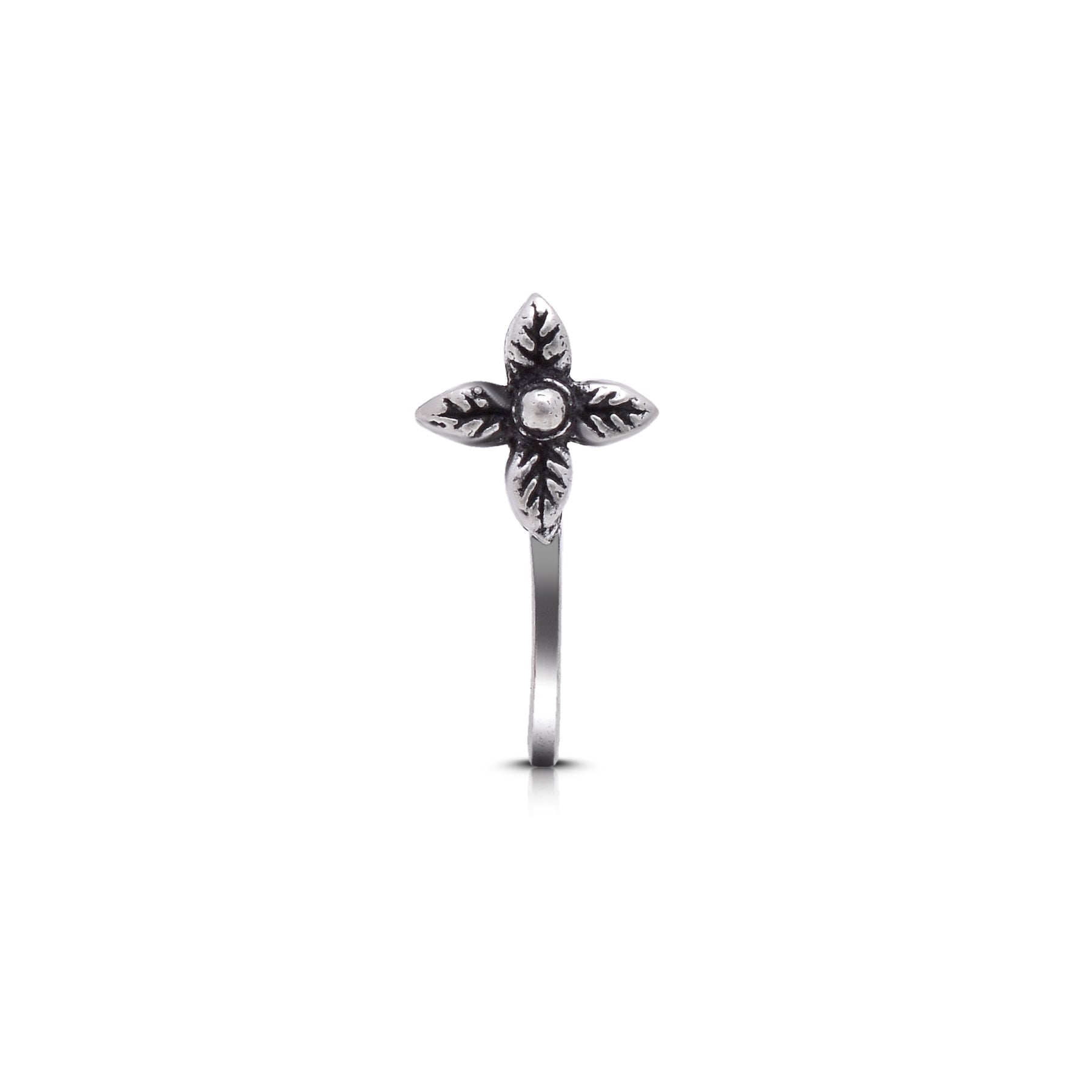 Flower Light Weighted Clip on Nose Pin in 92.5 Silver - Silver Clip On Nose Pin